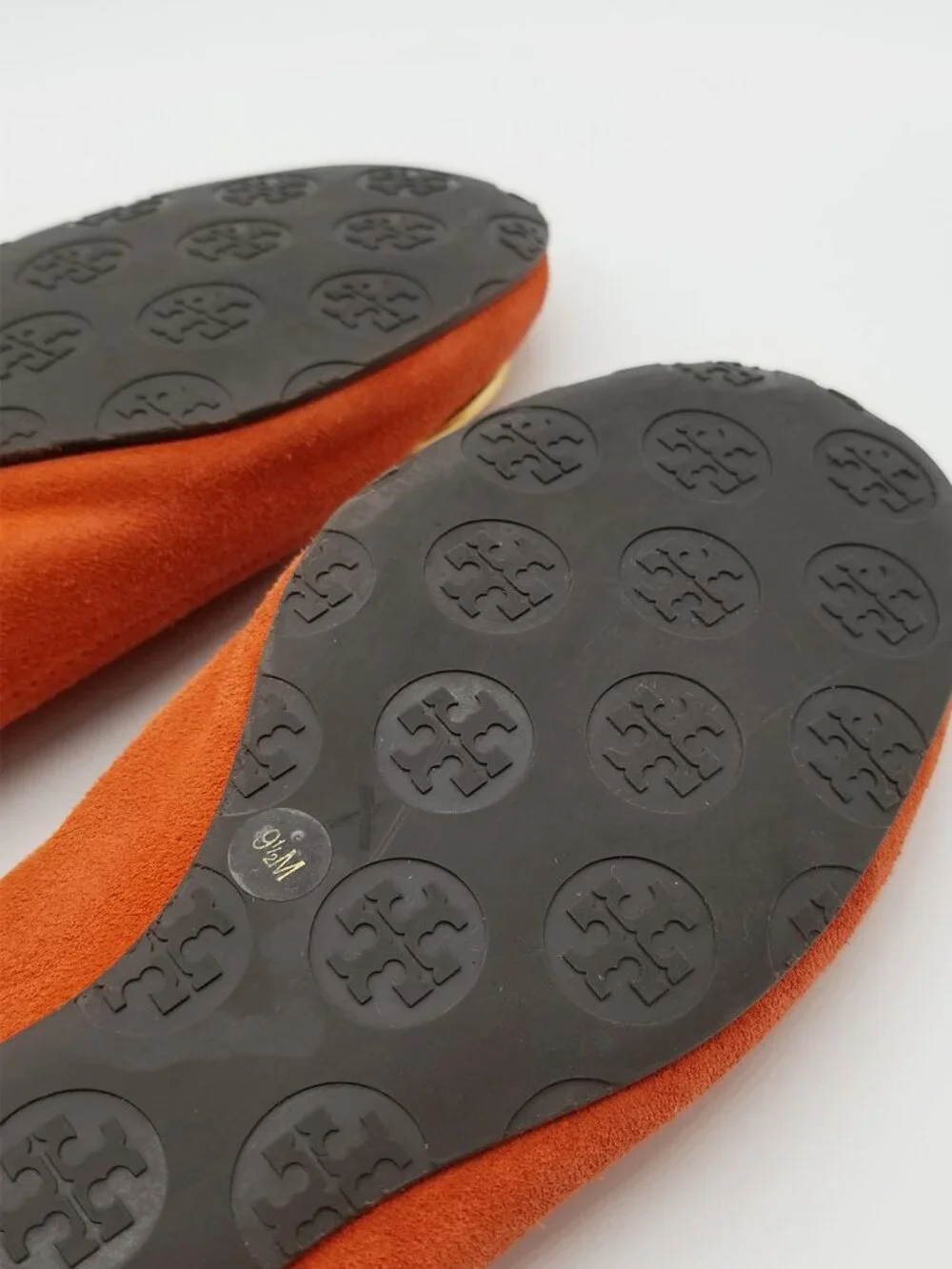 Tory Burch Reva Suede Leather Ballet Flat Orange Size 9.5M Classic Preppy $225 - Picture 12 of 14